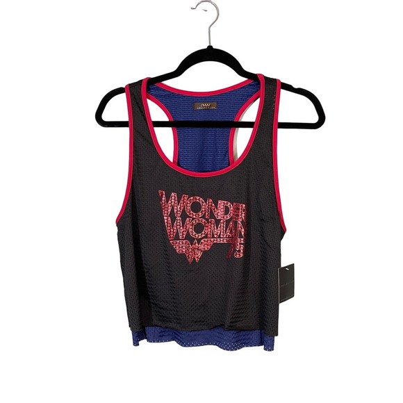 Wonder Woman Women's Scoop Neck Double Layer Mesh Muscle Tank Top Medium NWT - Picture 1 of 9